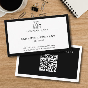 Modernes Schwarz-Weiß-QR-Code-Profil-Logo Visitenkarte