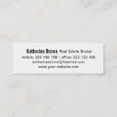 Modernes Schwarz-Weiß-Real-Anwesen Long Mini Visitenkarte (Rückseite)