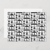 Modernes Schwarz-Weiß-Reiseobjektmuster Postkarte (Vorne/Hinten)