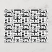 Modernes Schwarz-Weiß-Reiseobjektmuster Postkarte (Vorderseite)