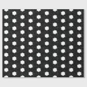 modernes Schwarz-Weiß-Retro-Blumenmuster Geschenkpapier (Flach)