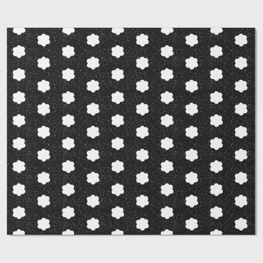 modernes Schwarz-Weiß-Retro-Blumenmuster Geschenkpapier (Flach)