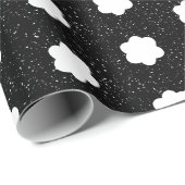 modernes Schwarz-Weiß-Retro-Blumenmuster Geschenkpapier (Rolleneckpunkt)