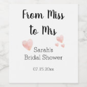 Modernes Schwarz-Weiß-Rosa-Herz-Brautparty Weinetikett (Einzelnes Label)