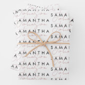 Modernes, Schwarz-weiß rosa Signature-Script Geschenkpapier Set (Beispiel)