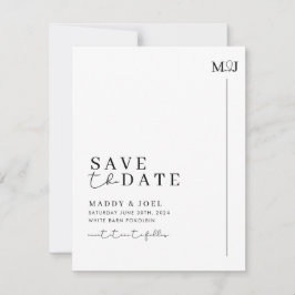 Modernes Schwarz-weiß Save the Date mit Foto MADDY