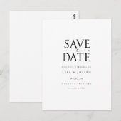 Modernes Schwarz-Weiß-Save the Date Postkarte (Vorne/Hinten)