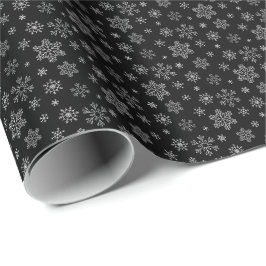 Modernes Schwarz-Weiß-Schneeflockenmuster Geschenkpapier