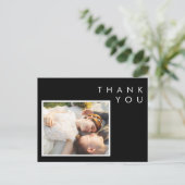 Modernes Schwarz-Weiß-Schriftart Foto Vielen Dank Postkarte (Stehend Vorderseite)