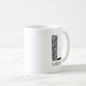 Modernes Schwarz-Weiß-Schwarz-Weiß-Anfangsbuchstab Kaffeetasse (VorderseiteRechts)