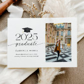 Modernes Schwarz-Weiß-Script-1-Foto-Abschluss Ankündigung