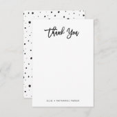 Modernes Schwarz-Weiß-Script Dankeskarte (Vorne/Hinten)