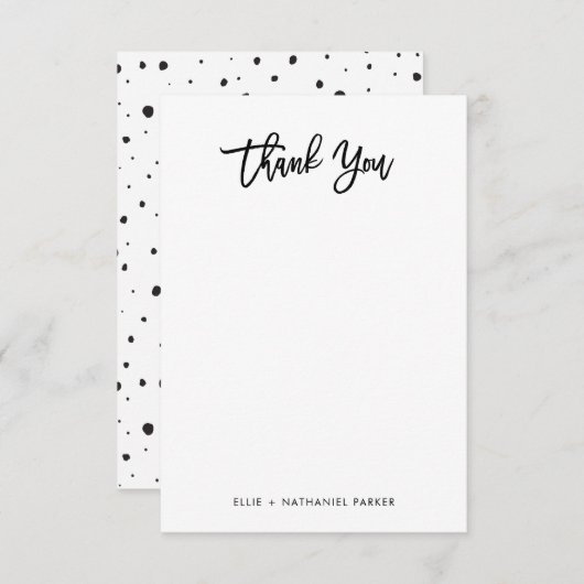 Modernes Schwarz-Weiß-Script Dankeskarte (Vorne/Hinten)