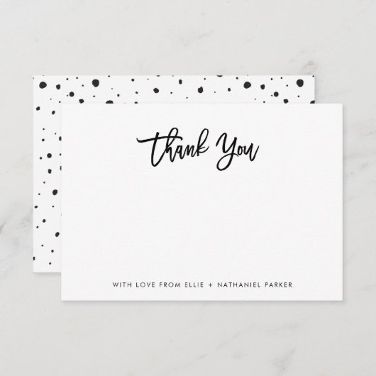 Modernes Schwarz-Weiß-Script Dankeskarte (Vorne/Hinten)