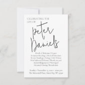 Modernes Schwarz-Weiß-Script-Foto-Beerdigungsprogr Einladung (Vorderseite)