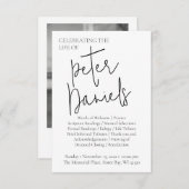 Modernes Schwarz-Weiß-Script-Foto-Beerdigungsprogr Einladung (Vorne/Hinten)
