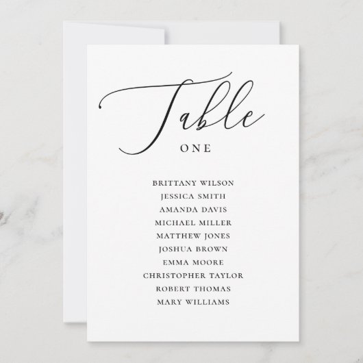 Modernes Schwarz-Weiß-Script-Hochzeitsdiagramm Einladung (Vorderseite)