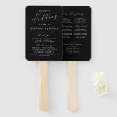 Modernes Schwarz-Weiß-Script-Hochzeitsprogramm Fächer (Vorne und Hinten)