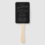 Modernes Schwarz-Weiß-Script-Hochzeitsprogramm Fächer (Vorderseite)
