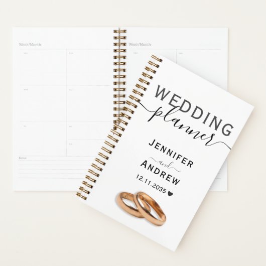 Modernes Schwarz-Weiß-Script mit Rings Wedding Planer (Anzeige)