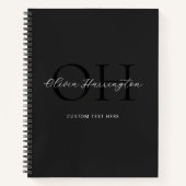 Modernes Schwarz-Weiß-Script-Monogramm Notizblock (Vorderseite)