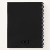 Modernes Schwarz-Weiß-Script-Monogramm Notizblock (Rückseite)