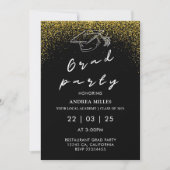 Modernes Schwarz-Weiß-Script-Party Einladung (Vorderseite)