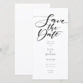 Modernes Schwarz-Weiß-Skript Save The Date (Vorne/Hinten)