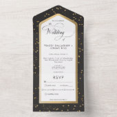 Modernes Schwarz-Weiß-Stargolddinner All In One Einladung (Innen Boden)