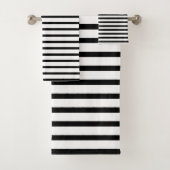 Modernes Schwarz-Weiß-Streifen Badhandtuch Set (Insitu)