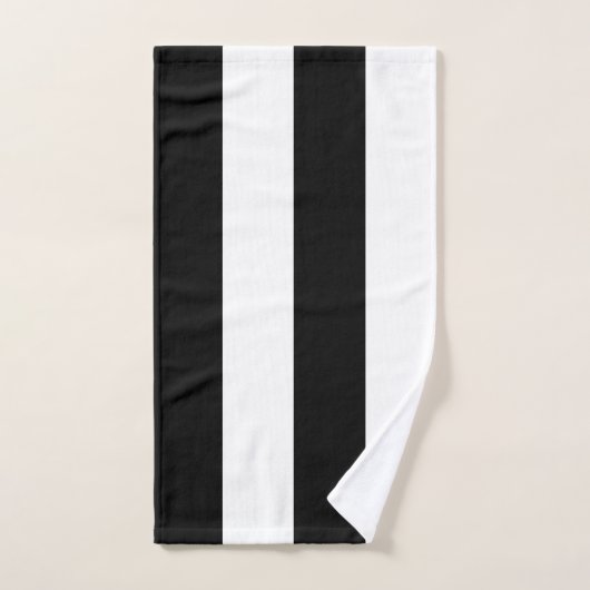 Modernes Schwarz-Weiß-Streifen-Farbblock Badhandtuch Set (Handtuch)