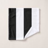Modernes Schwarz-Weiß-Streifen-Farbblock Badhandtuch Set (Waschlappen)