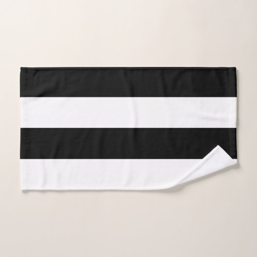 Modernes Schwarz-Weiß-Streifen-Farbblock Badhandtuch Set (Handtuch)