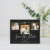 Modernes Schwarz-Weiß-Streifen-Foto Save the Date (Stehend Vorderseite)