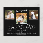 Modernes Schwarz-Weiß-Streifen-Foto Save the Date (Vorderseite)