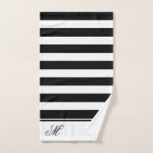 Modernes Schwarz-Weiß-Streifen-Monogramm-Badezimme Badhandtuch Set (Handtuch)
