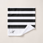Modernes Schwarz-Weiß-Streifen-Monogramm-Badezimme Badhandtuch Set (Waschlappen)