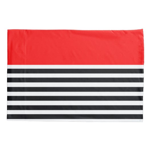 Modernes Schwarz-Weiß-Streifen-Muster Kissenbezug (Rückseite-Links)