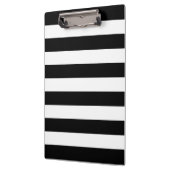 Modernes Schwarz-Weiß-Streifen-Muster Klemmbrett (Links)