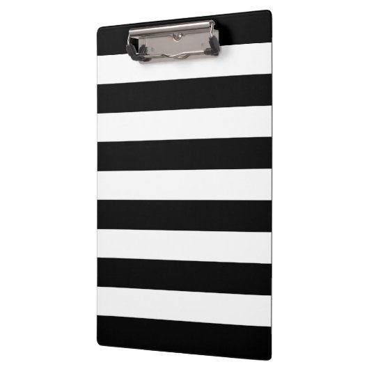 Modernes Schwarz-Weiß-Streifen-Muster Klemmbrett (Links)