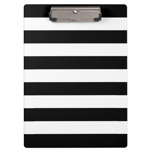 Modernes Schwarz-Weiß-Streifen-Muster Klemmbrett (Vorderseite)