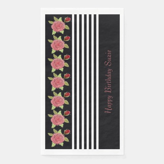 Modernes Schwarz-Weiß-Streifen Serviette (Vorderseite)