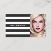 Modernes Schwarz-Weiß-Strickschwarz-Foto Visitenkarte (Vorderseite)