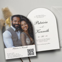 Modernes Schwarz-Weiß-Textur-Foto QR Hochzeit