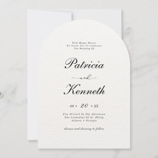 Modernes Schwarz-Weiß-Textur-Foto QR Hochzeit Einladung (Vorderseite)