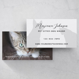Modernes Schwarz-Weiß-Tier Sitter Hund Walker-Foto Visitenkarte
