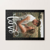 Modernes Schwarz-Weiß-Typografie-Foto Valentine Puzzle (Horizontal)