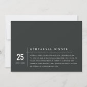 Modernes Schwarz-Weiß-Typografie-Probe-Dinner Einladung (Vorderseite)
