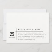 Modernes Schwarz-Weiß-Typografie-Probe-Dinner Einladung (Vorderseite)