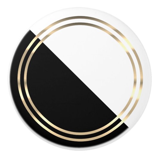Modernes Schwarz, Weiß und Gold Keramikknauf (Vorderseite)
